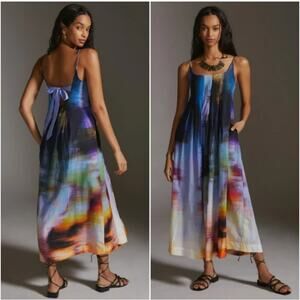 Anthropologie Nikki Pleated Maxi Dress Large New